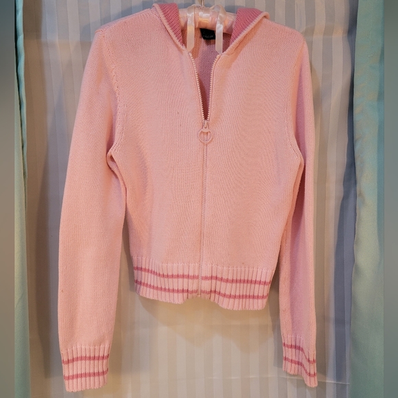 Wet seal pink sweater hood zip L - Picture 4 of 7